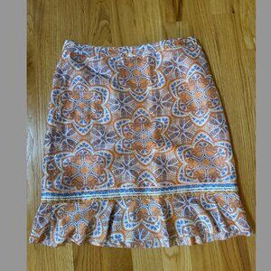 Sigrid Olsen SILK Skirt Light Orange Periwinkle Paisley Size 12 NWT